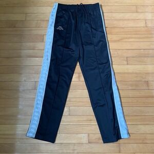 Kappa Mens Banda Astoria Track Pants Black Grey Logo Tape Side Stripe Large